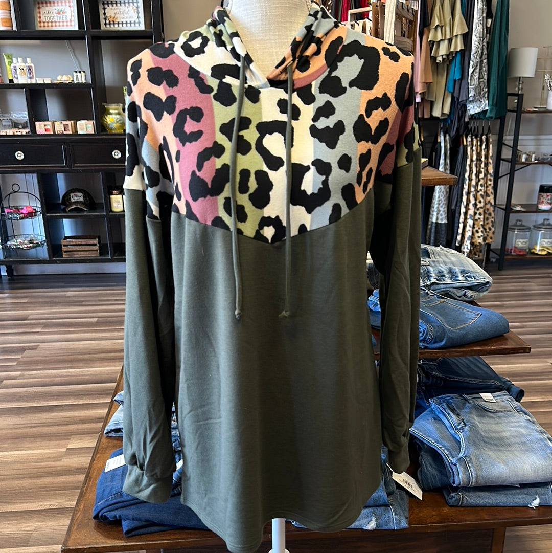 Leopard olive hoodie