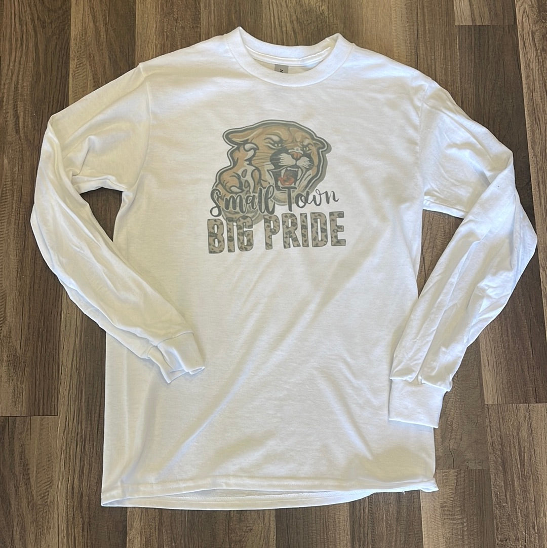 Long sleeve Small town big pride cougar shirt