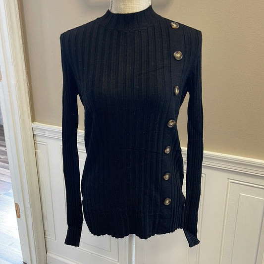 Black side button up ribbed sweater