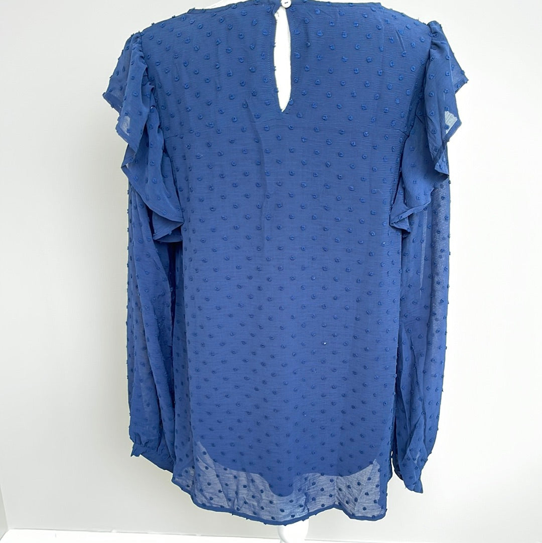 Embroidered Swiss Dot Ruffle Top