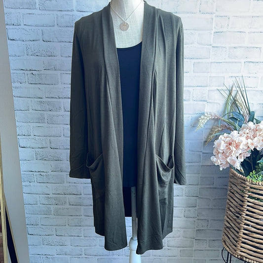 Olive cardigan with pockets