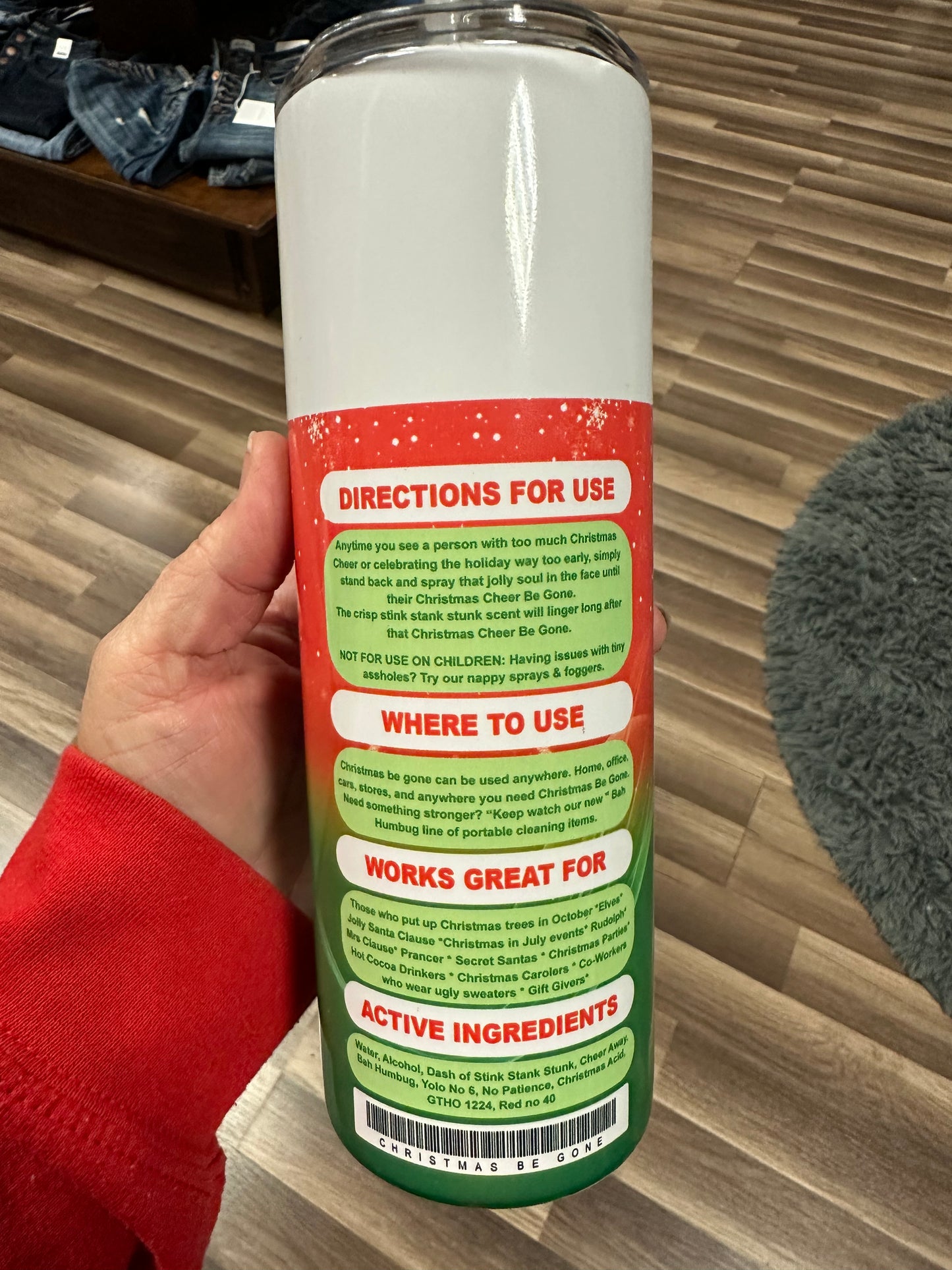 Red green guy spray can tumbler