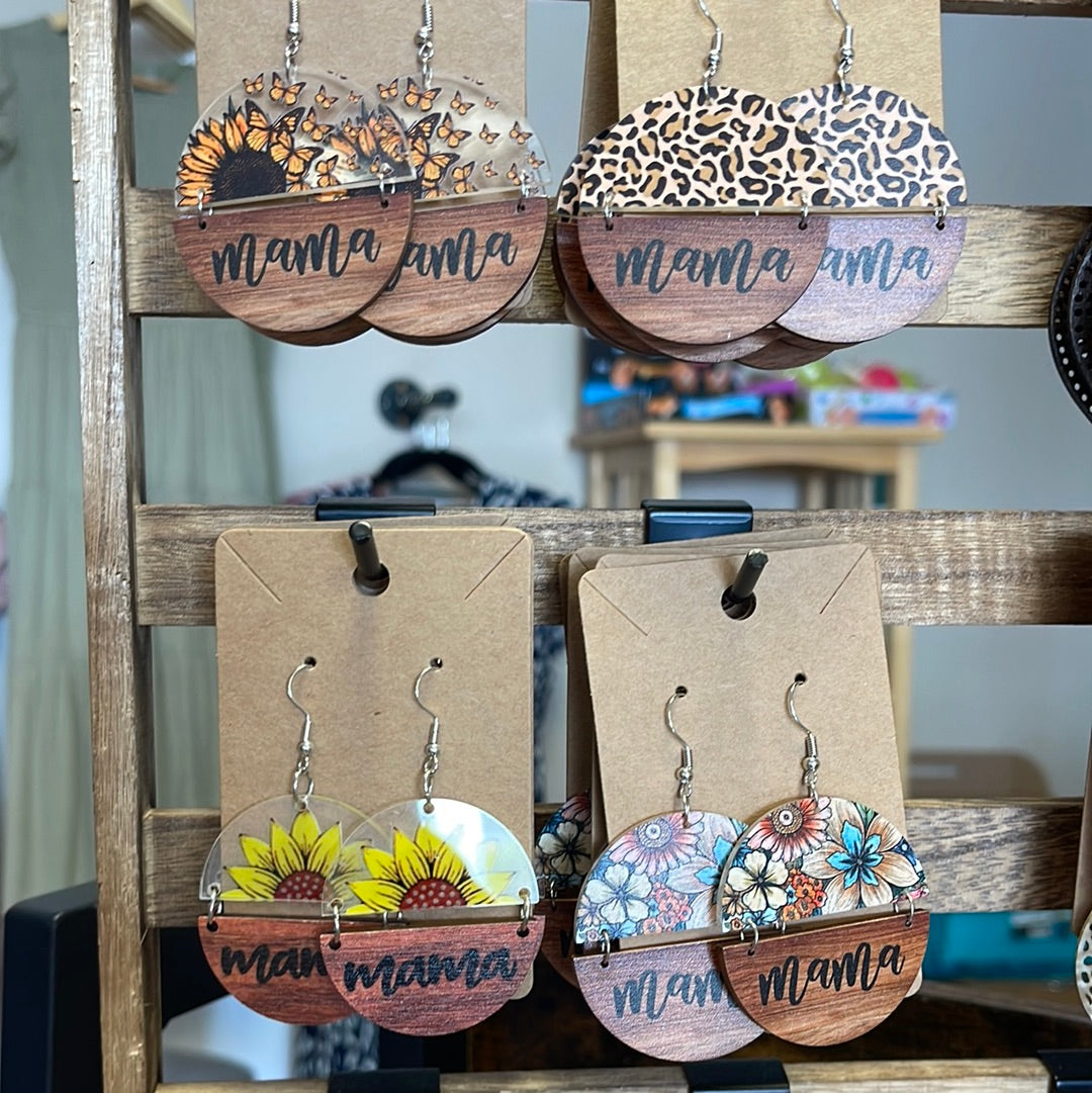 Mama wooden earrings