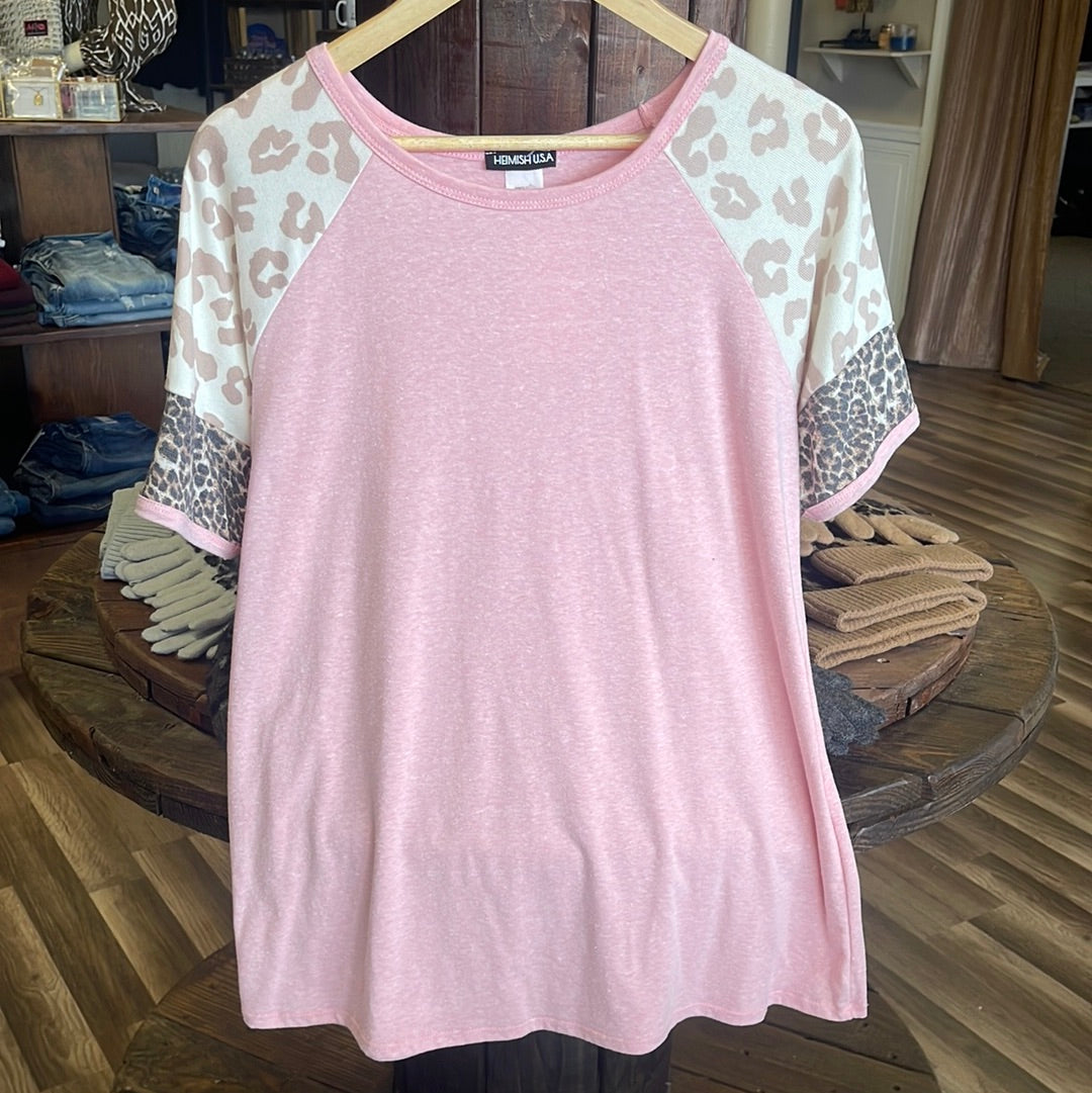 Pink top with zebra sleeves