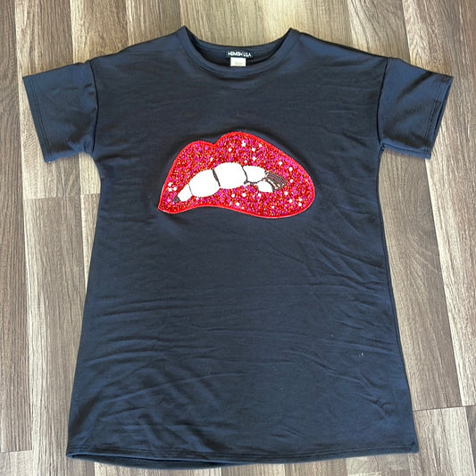 Black glitterLips top