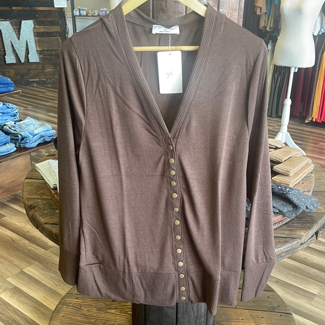 Brown button up cardigan