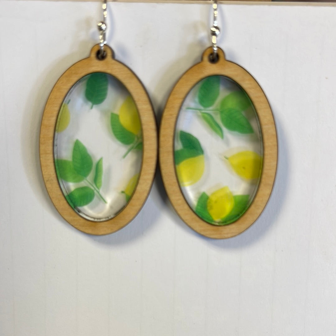 Lemon wooden earrings