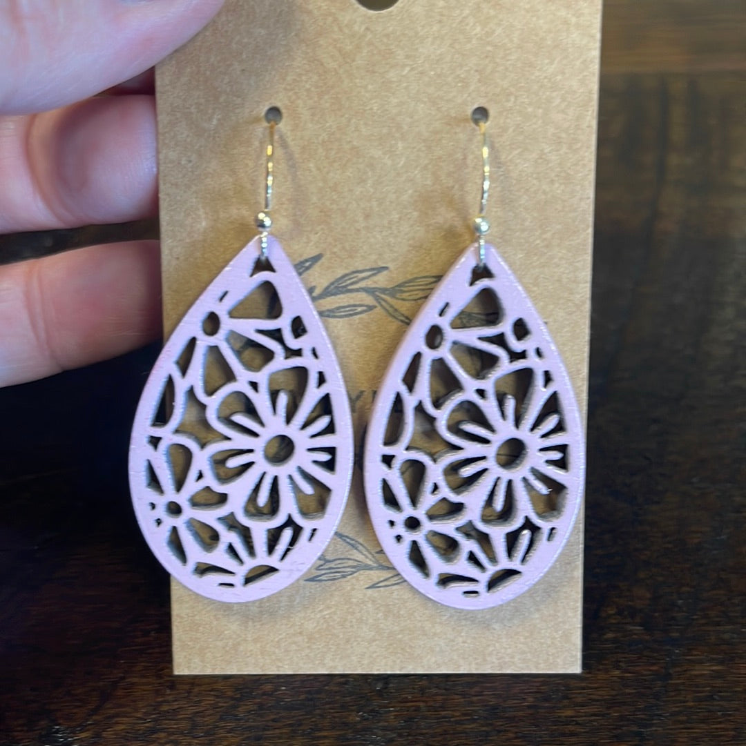 Lilac wooden earrings