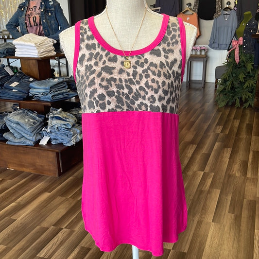 Fuchsia leopard tank