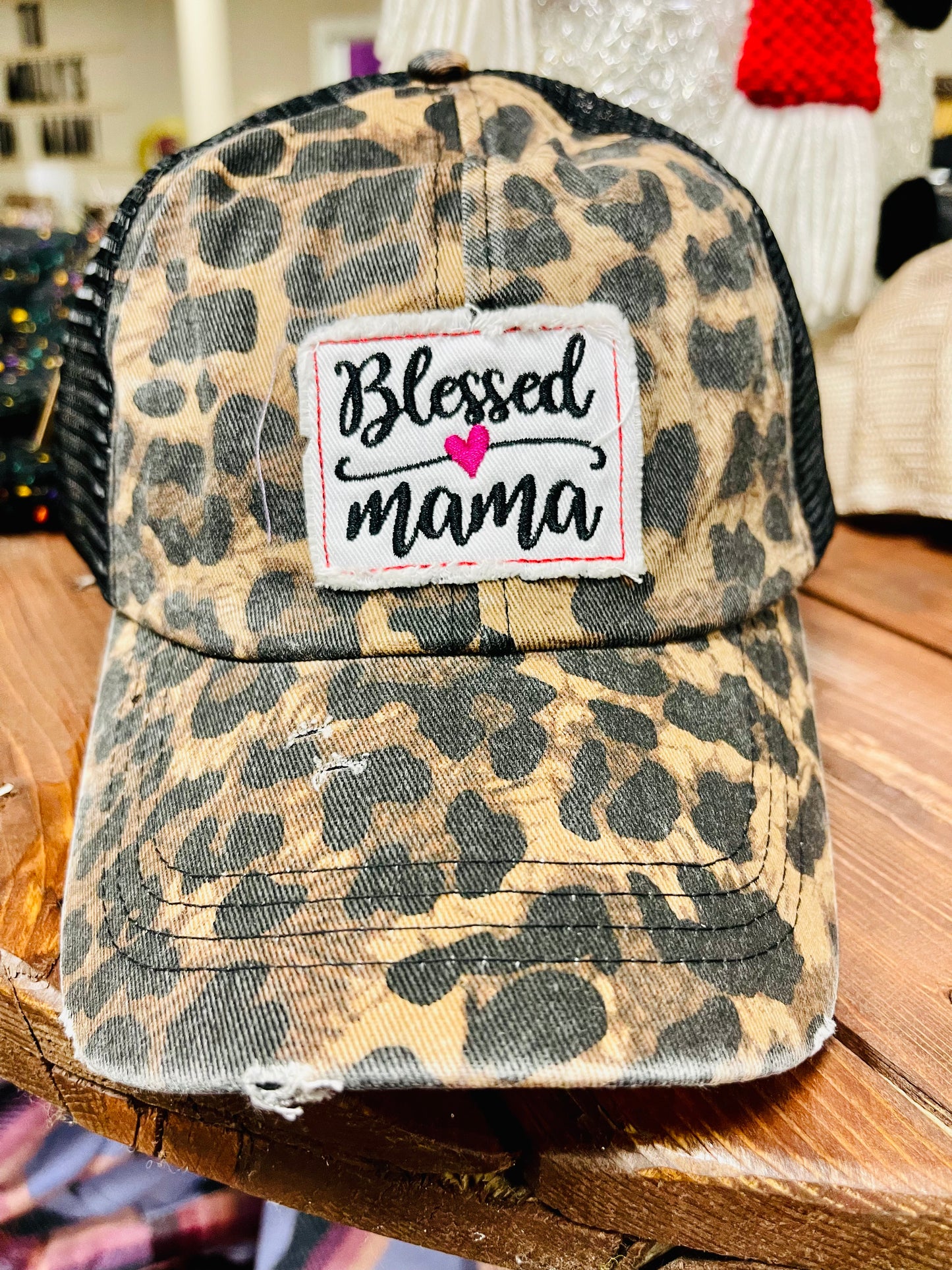 Leopard-Blessed Mama Baseball Hat
