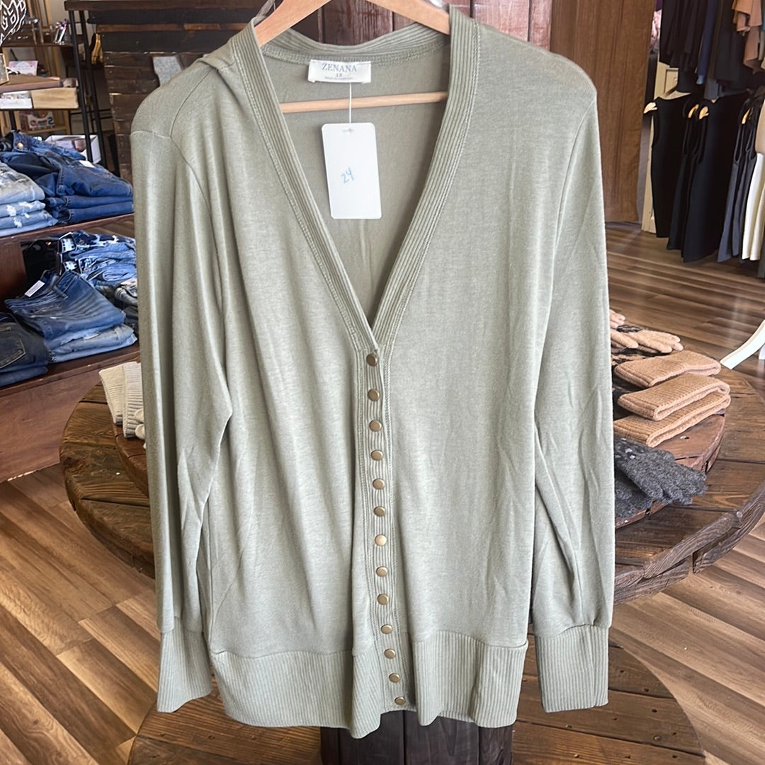 Olive button up cardigan