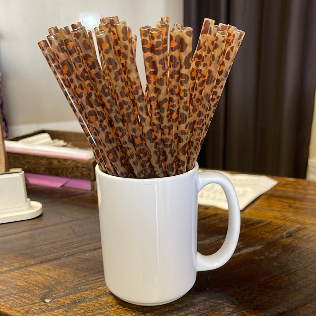 Leopard reusable straw