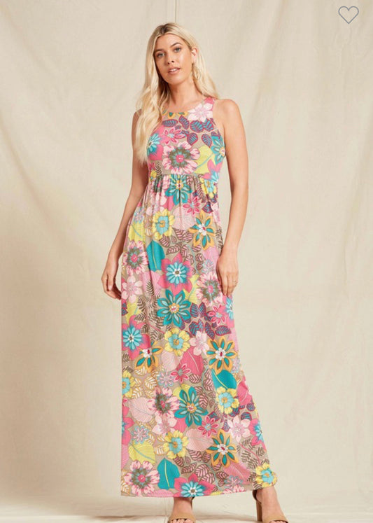 Retro floral maxi racerback