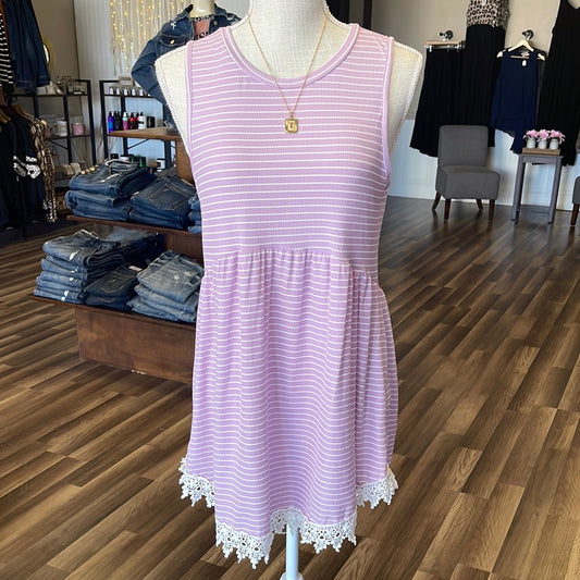 Lilac striped babydoll tank