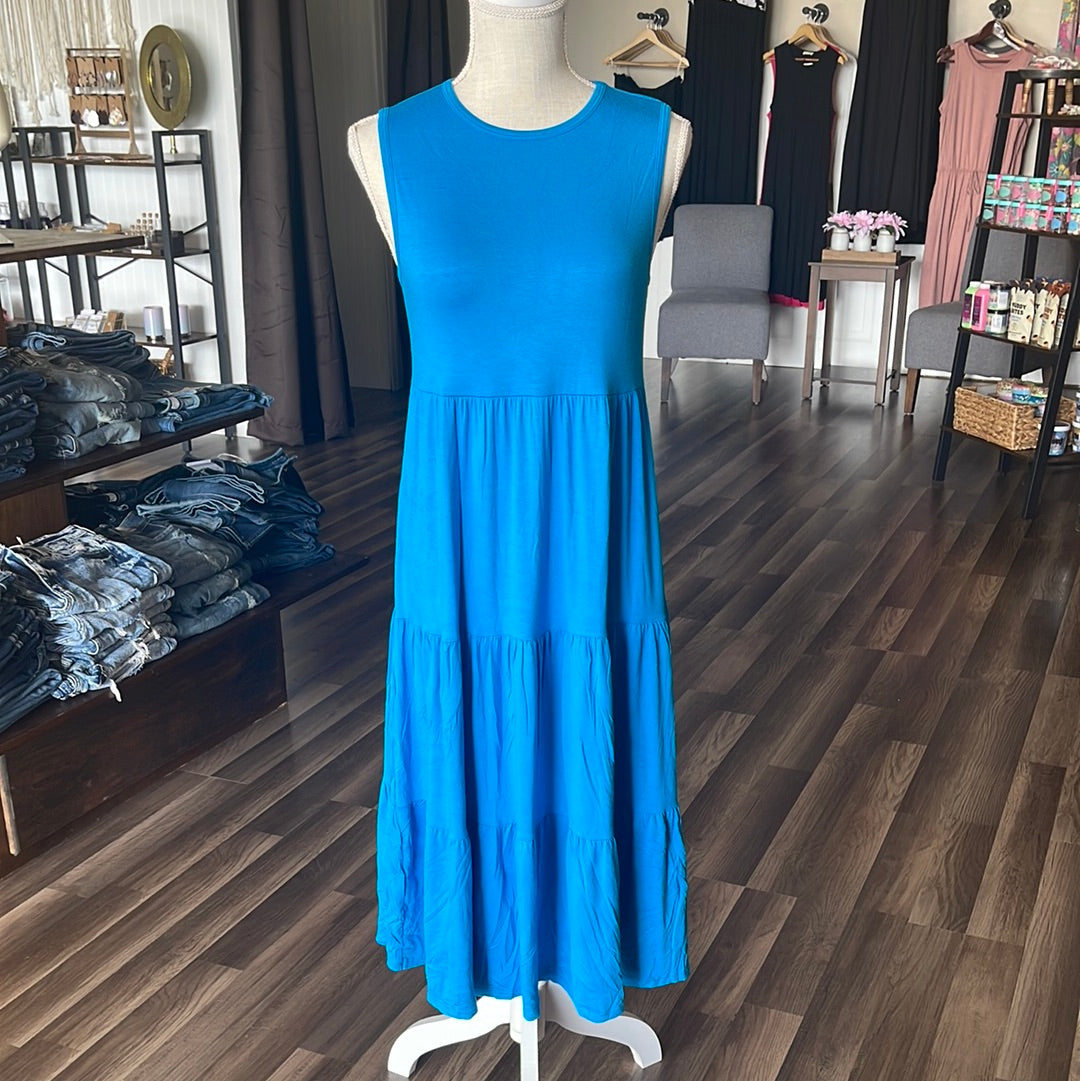 Turquoise tea length dress