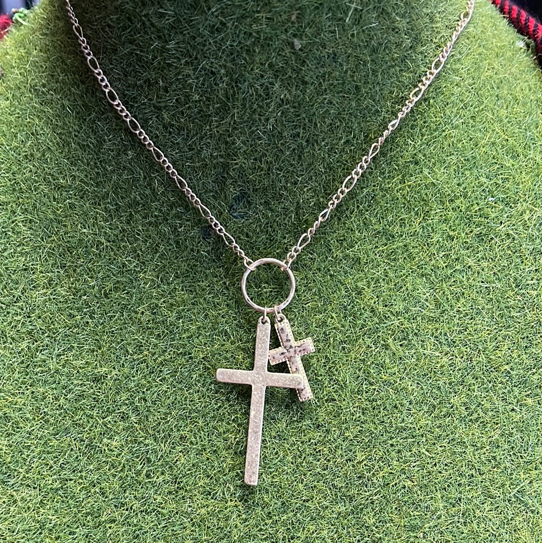 Double cross necklace