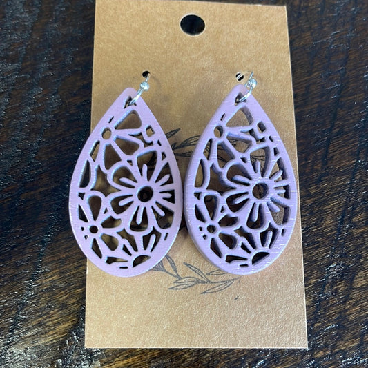 Lavender Wooden Earring