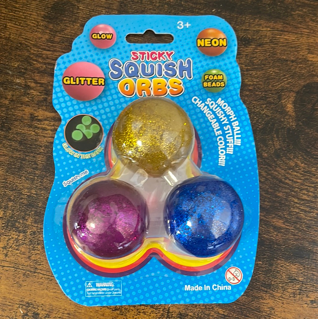 Glitter sticky squish orbs